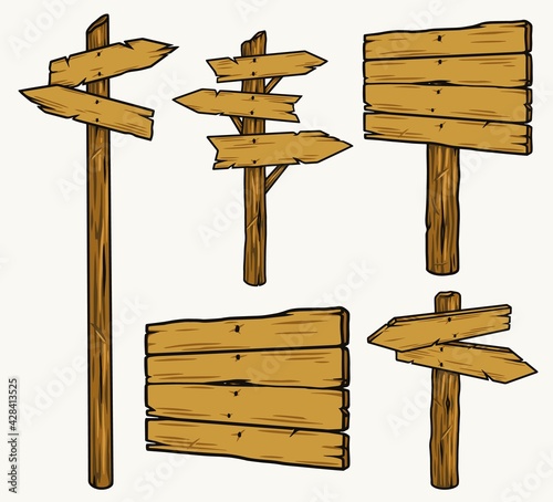 Blank wooden signboards colorful collection