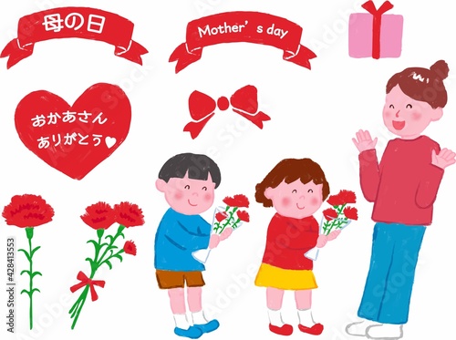 アクリル画の母の日アイコンセット