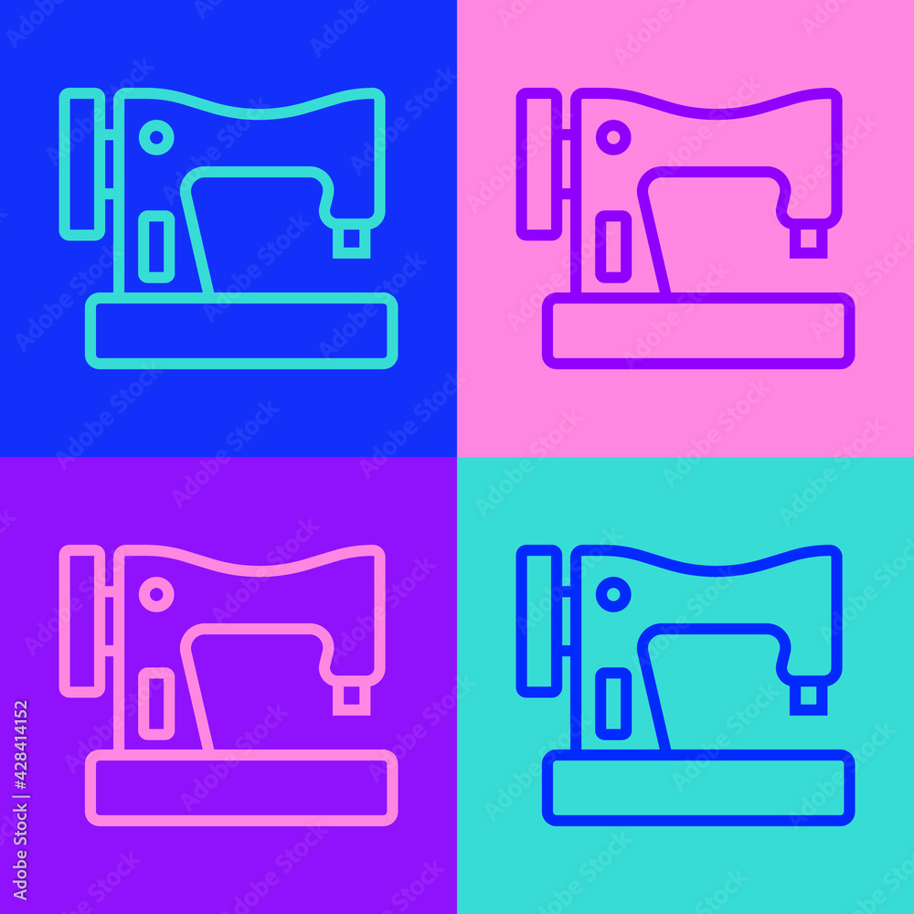 Pop art line Sewing machine icon isolated on color background. Vector Pop art line Sewing machine icon isolated on color background. Vector