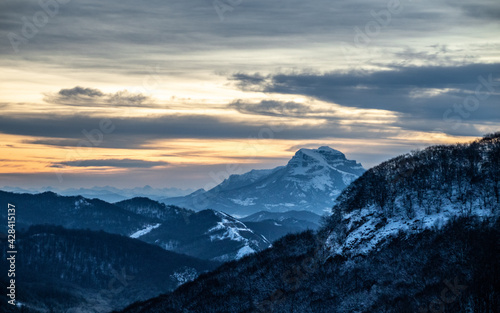 Sunrise in the snow covered mountains © Zdravko