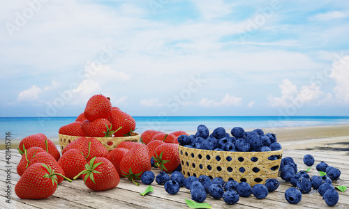 Fresh strawberries and blue...