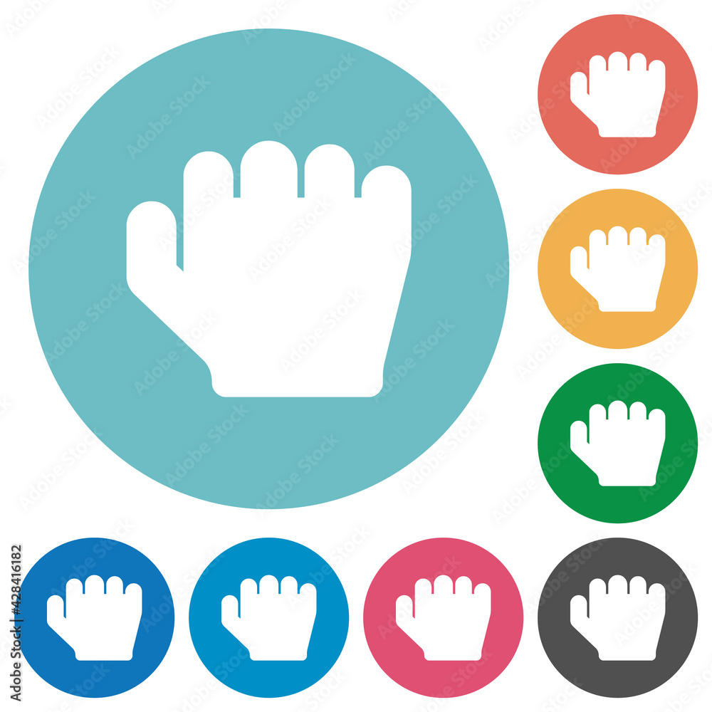 Right handed grab gesture flat round icons Right handed grab gesture flat round icons