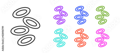 Black line Medical hemoglobin erythrocytes icon isolated on white background. Set icons colorful. Vector