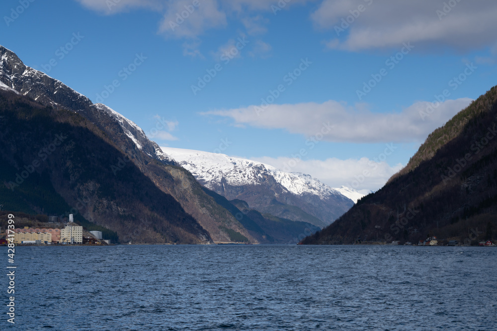 Odda, a Norwegian town and municipality in the Hordaland region, overlooking Sorfjorden