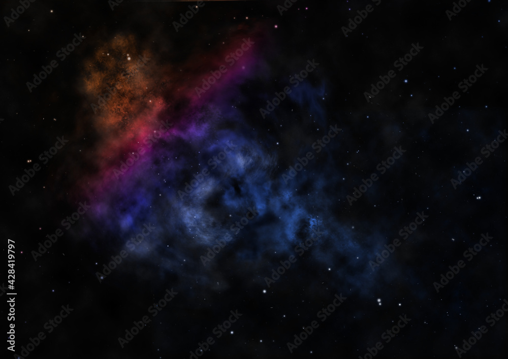 Small part of an infinite star field. 3D rendering