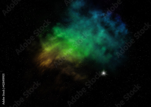 Star field in space and a nebulae. 3D rendering