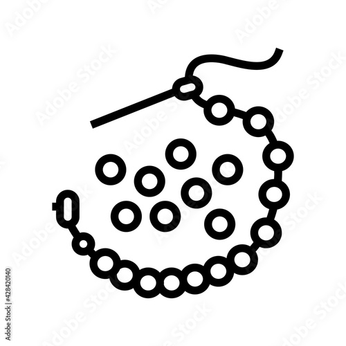 needle bead line icon vector. needle bead sign. isolated contour symbol black illustration