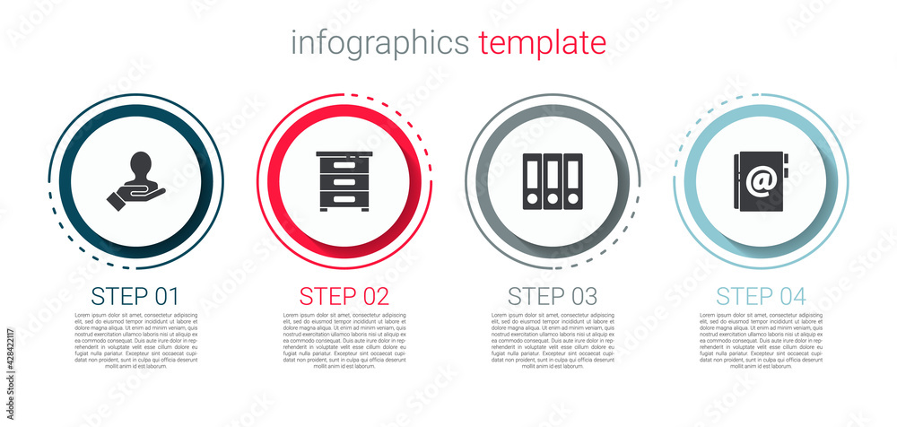Set Hand for search a people, Drawer with documents, Office folders and Address book. Business infographic template. Vector Set Hand for search a people, Drawer with documents, Office folders and Address book. Business infographic template. Vector