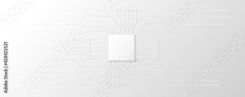 Back and white chip security circuit board electronic or electrical line engineering technology concept vector background