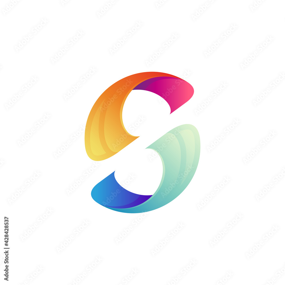 Initial letter S logo template with gradient color Initial letter S logo template with gradient color