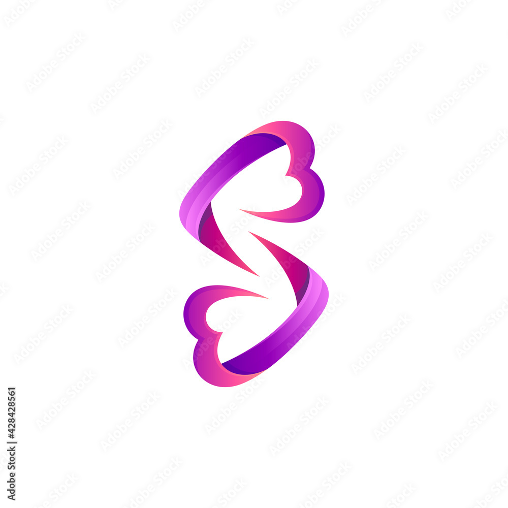 Love letter S logo design concept ready for use Love letter S logo design concept ready for use