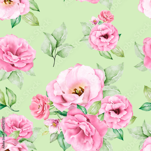 soft pink watercolor floral seamless pattern