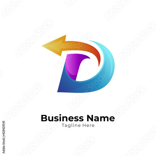 Free Download Letter D and arrow logo template ready for use - GFXLoad