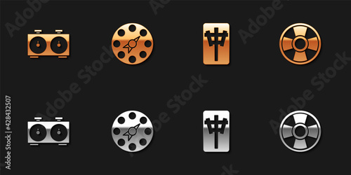 Set Time chess clock, Twister game, Mahjong pieces and Casino chip icon. Vector