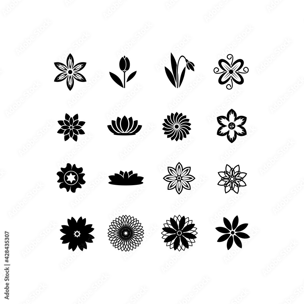 Flower icon set. vector illustration
