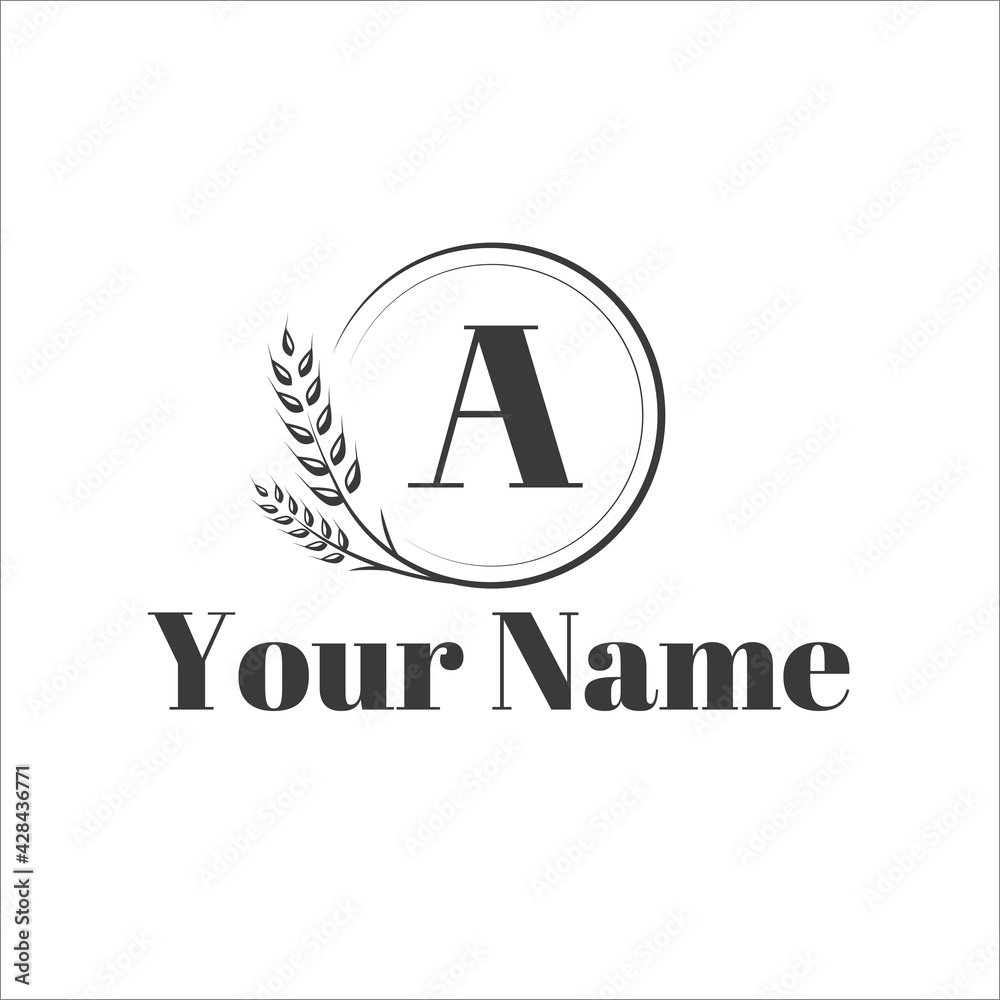 Vector logo design, brand, seal concept for bakery, coffee house, sweet-shop, pastry, confectionery, cereals. Circle and spikelets. Isolated on white. Vector logo design, brand, seal concept for bakery, coffee house, sweet-shop, pastry, confectionery, cereals. Circle and spikelets. Isolated on white.