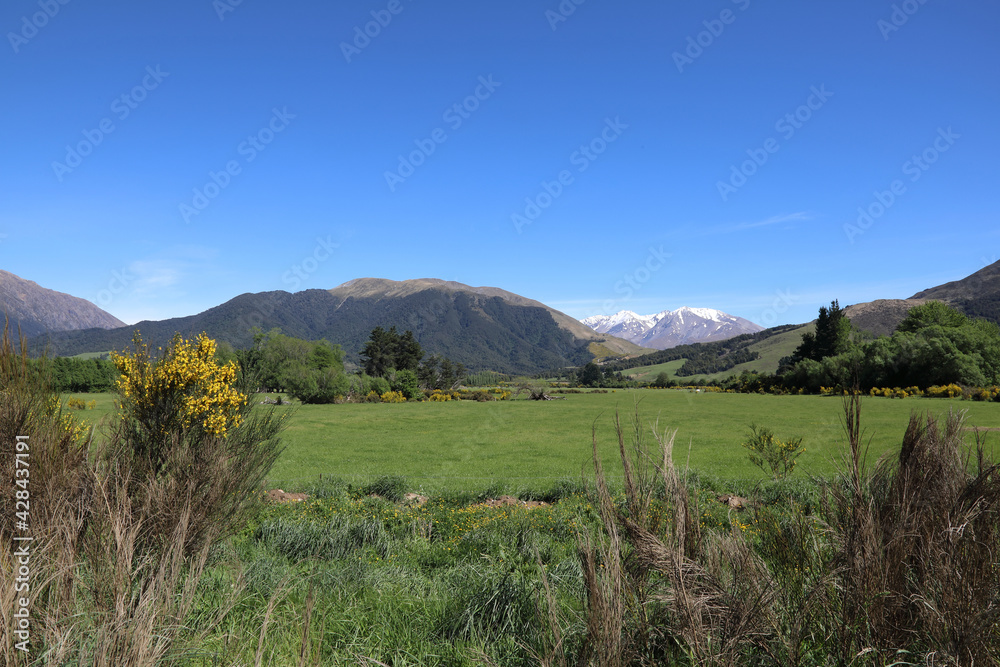 Fototapeta premium Neuseeland - Landschaft bei Mount Somers / New Zealand - Landscape around Mount Somers
