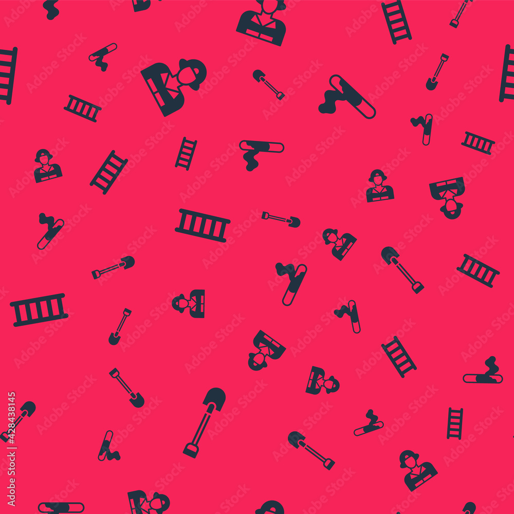 Set Fire shovel, Firefighter, escape and Cigarette on seamless pattern. Vector Set Fire shovel, Firefighter, escape and Cigarette on seamless pattern. Vector