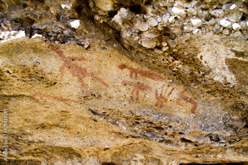 Cave painting in a stone