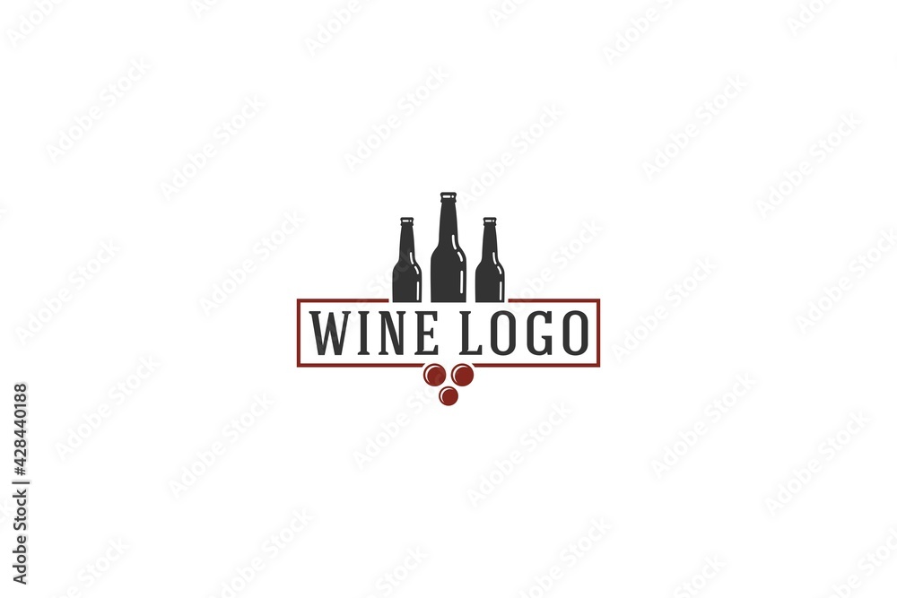 Wine line logo. Wine Grape logo vector in white background