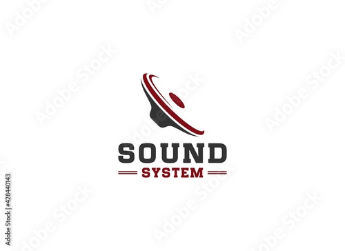 sound system logo with speaker illustration with the best sound quality