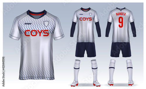 t-shirt sport design template, Soccer jersey mockup for football club. uniform front and back view.