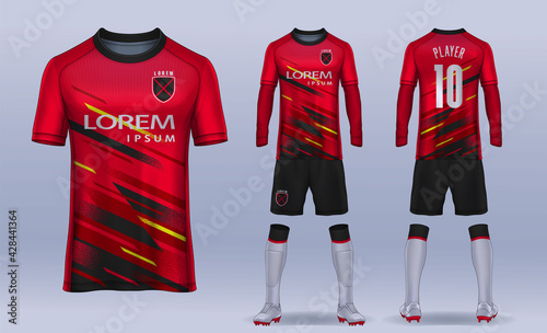 t-shirt sport design template, Soccer jersey mockup for football club. uniform front and back view.