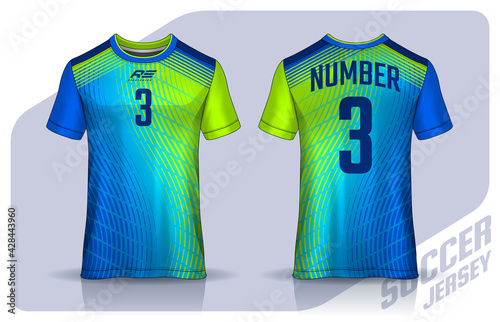 t-shirt sport design template, Soccer jersey mockup for football club. uniform front and back view.