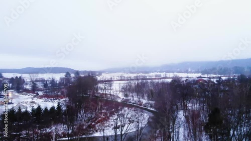 tracking left on snow covered town in Vermont