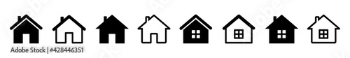 Set of house icons, real estate symbols. Vector illustration.