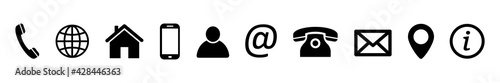 Set of contact and web icons on white background. Vector illustration.