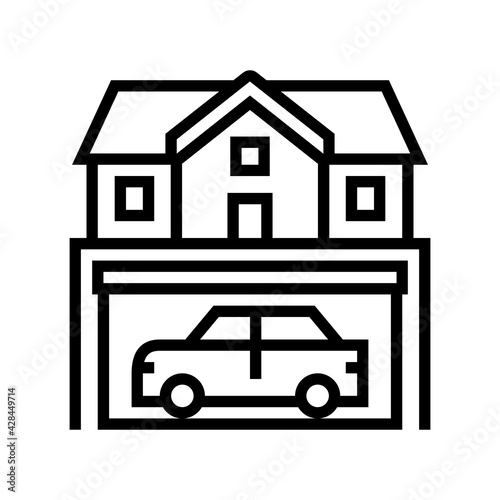 house parking line icon vector. house parking sign. isolated contour symbol black illustration