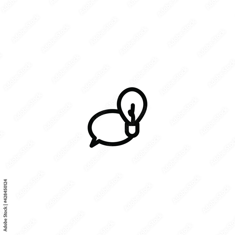 Simple Icon Discussion of Ideas Vector Illustration Design. Outline Style, Black Solid Color.