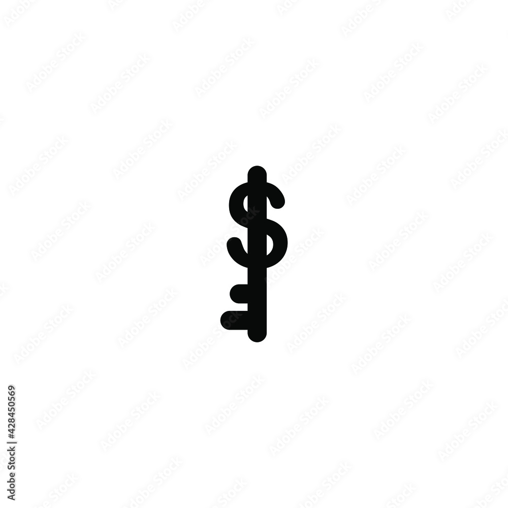 Simple Icon Key Money Vector Illustration Design. Outline Style, Black Solid Color. Simple Icon Key Money Vector Illustration Design. Outline Style, Black Solid Color.