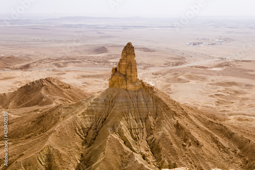 The Faisal's Finger rock near Riyadh, Saudi Arabia, a view from Tuwaiq escarpment.
