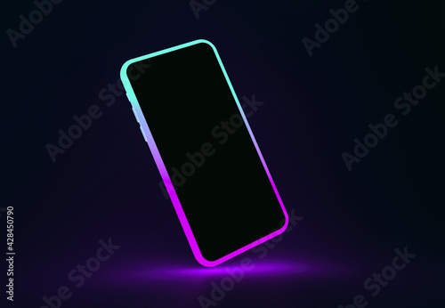 neon colors mobile phone mock up - 3d rendering