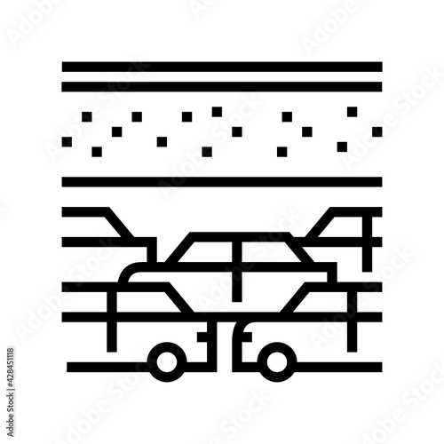 car transport parking line icon vector. car transport parking sign. isolated contour symbol black illustration