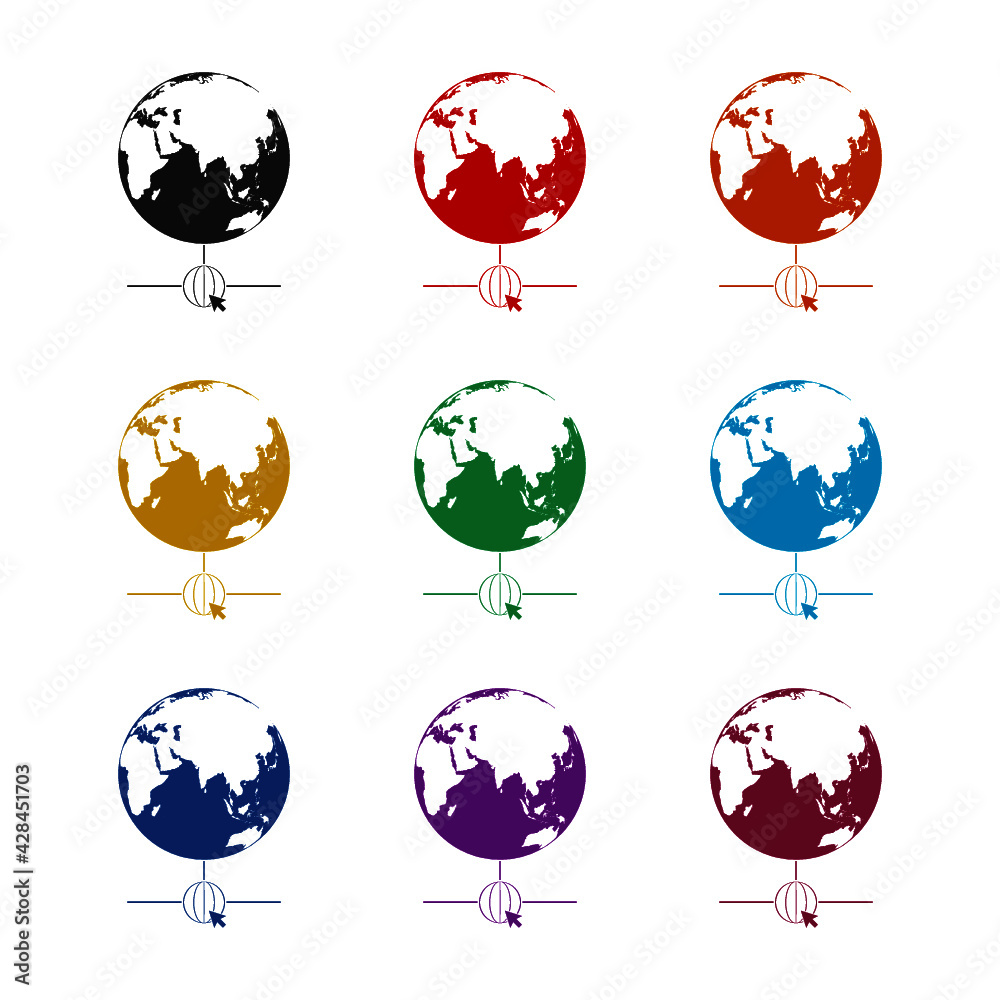 Website icon symbol illustration on white background color set Website icon symbol illustration on white background color set