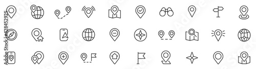 Location icons set. Navigation icons. Map pointer icons. Location symbols. Vector illustration photo