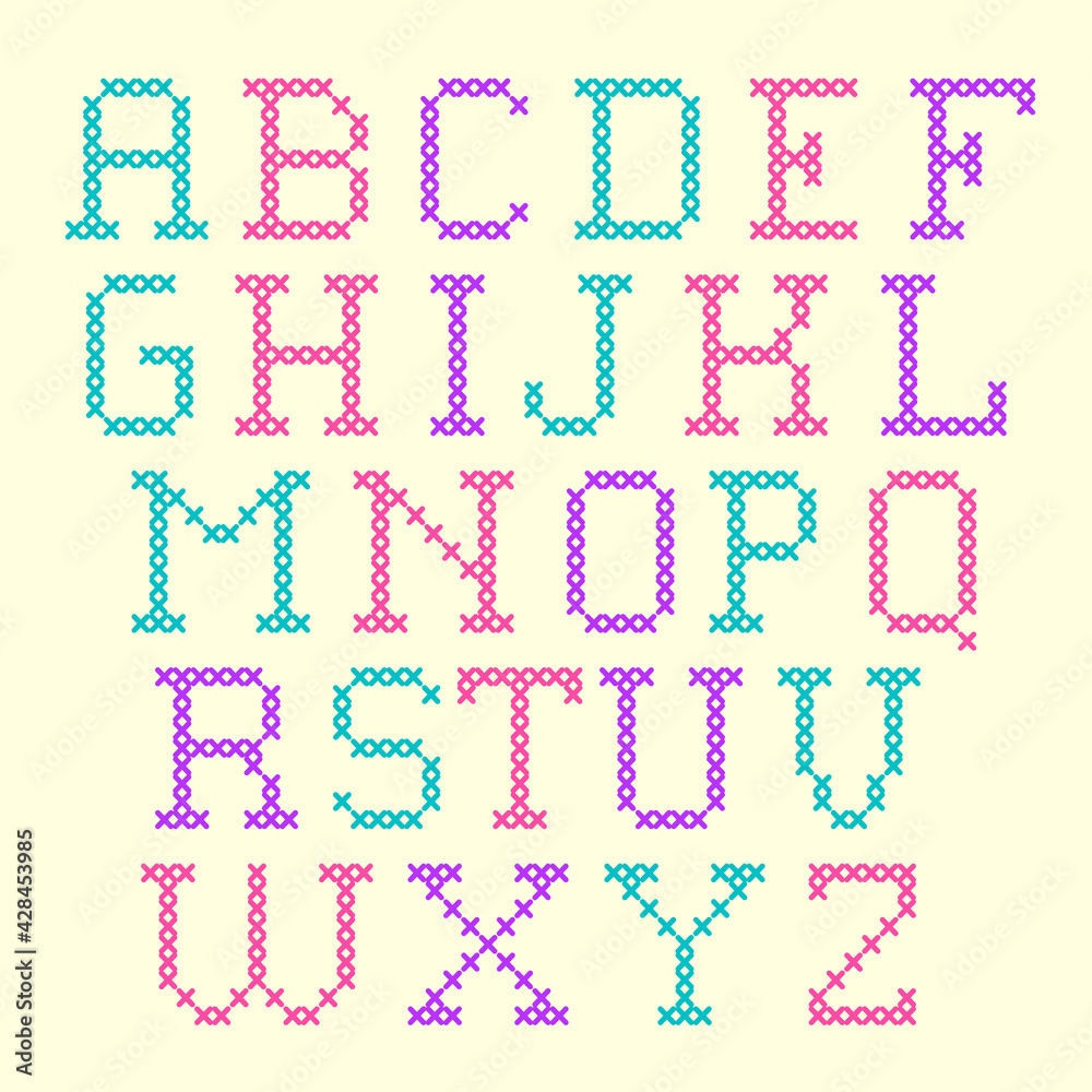 illustration of cross stitch  alphabet