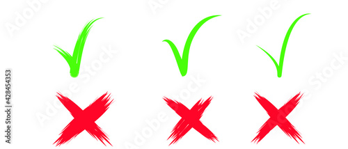 red and green check mark