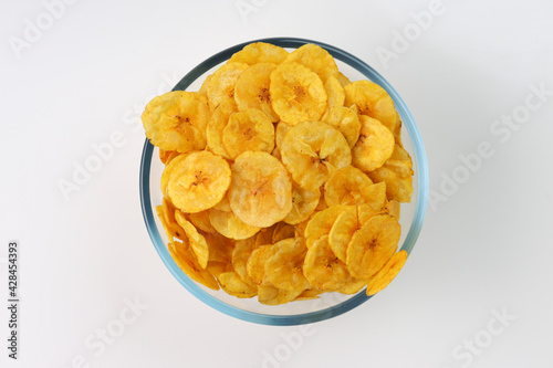 Dried banana chips or banana waffers