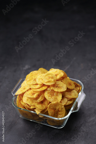 Dried banana chips or banana waffers