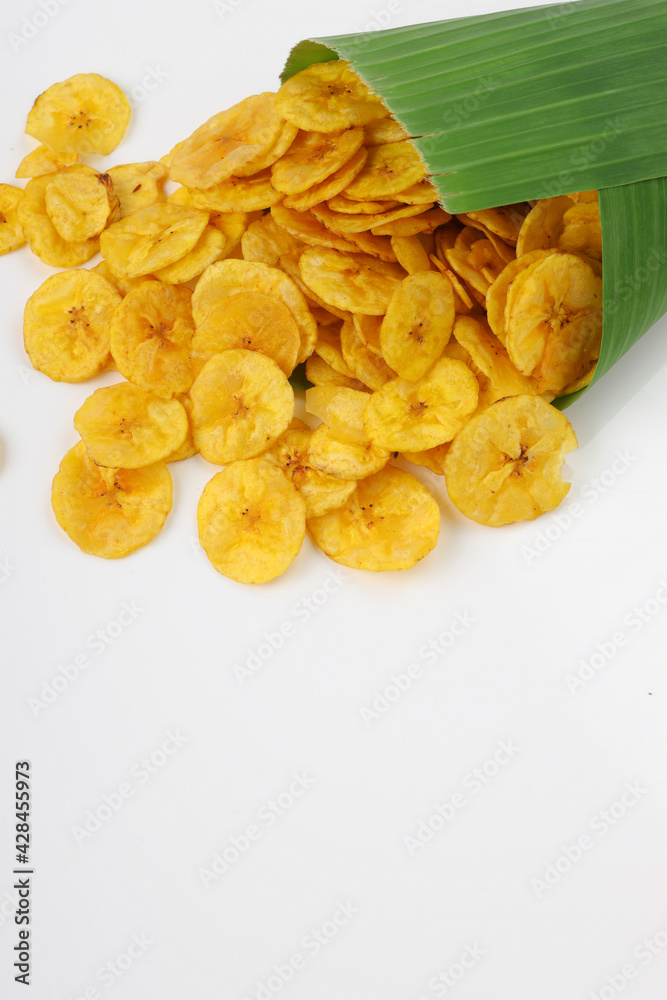 Dried banana chips or banana waffers Dried banana chips or banana waffers