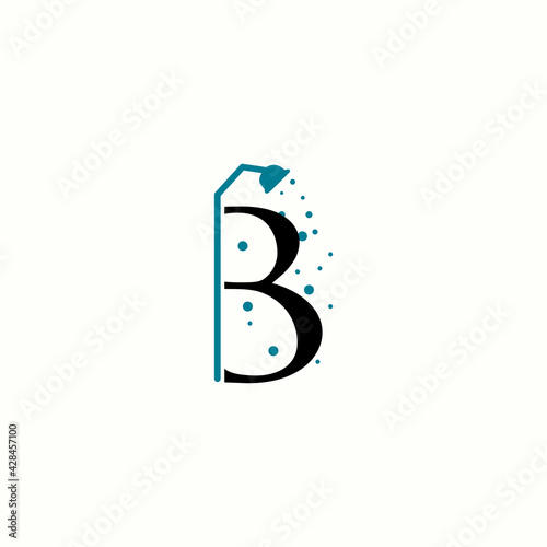 logo letter b with icon shower vector design
