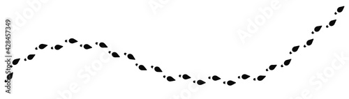 Step footprints paths. Female footprints, womens watch out for shoes, a route from footprints. Footsteps footprint trekking route. Footsteps print route. Vector illustration