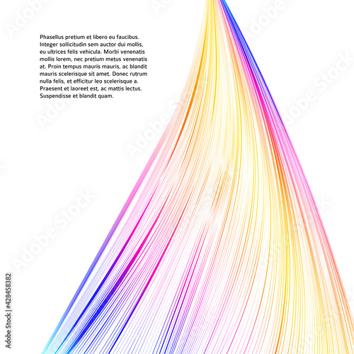 Design elements. Wave of many lines. Abstract vertical wavy stripes on white background isolated. Creative line art. Vector illustration EPS 10. Colourful waves with lines created using Blend Tool