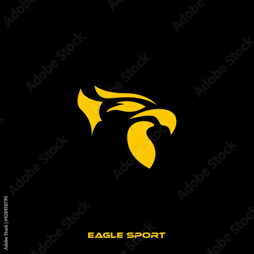 Simple logo design template, with a black and yellow eagle head icon