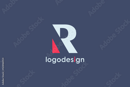 Abstract Initial Letter A and R Logo. White and Red Geometric Shape Cutout Style isolated on Blue Background. Usable for Business and Branding Logos. Flat Vector Logo Design Template Elements.