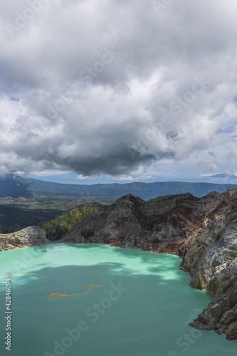 Fototapeta Naklejka Na Ścianę i Meble -  Ijen Crater or Kawah Ijen is a volcanic tourism attraction in Indonesia, East Java.